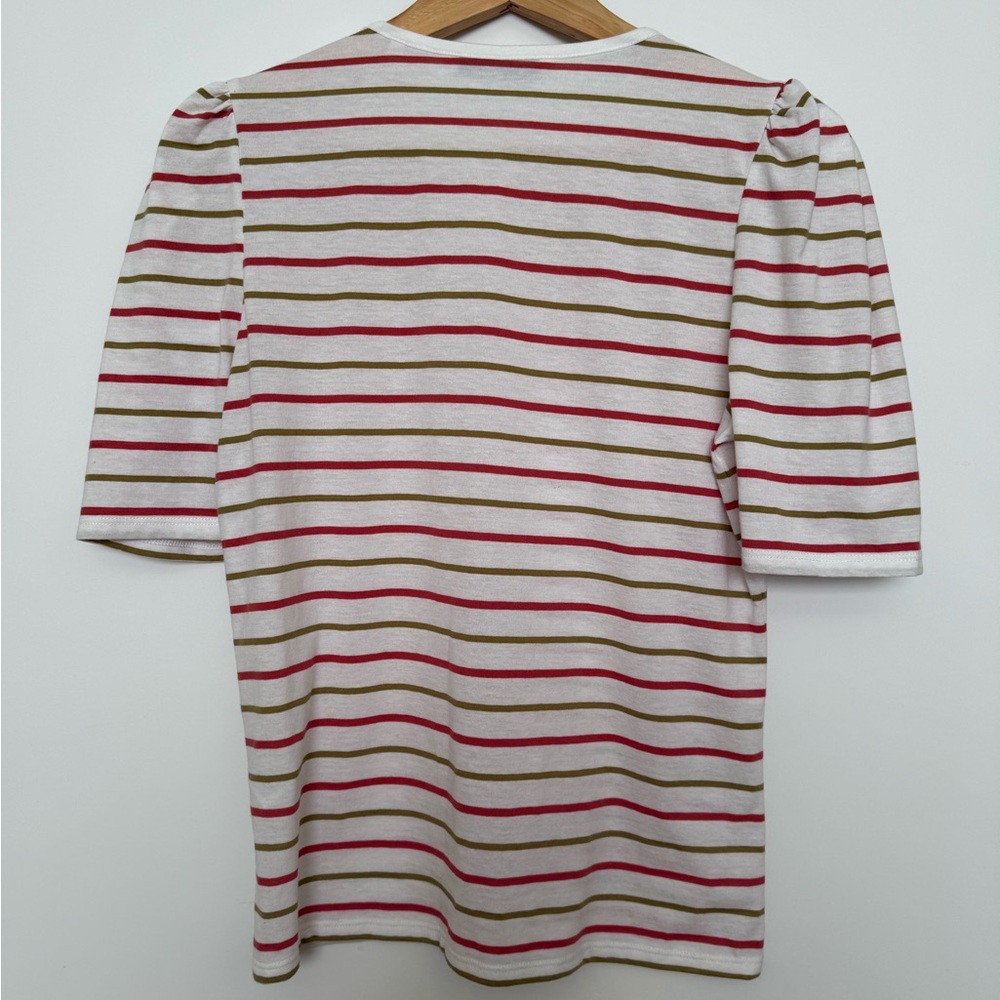 Rebecca Taylor Striped Cherry and Olive Women's Top - Picture 4 of 4